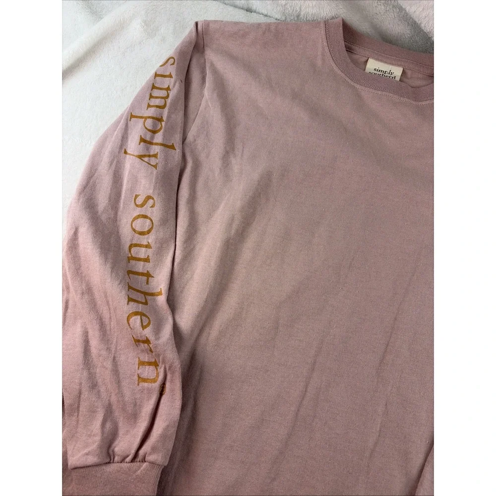 NWT Simply Southern Fancy Like Milkshake Long Sleeve Tee Pink Youth Large
